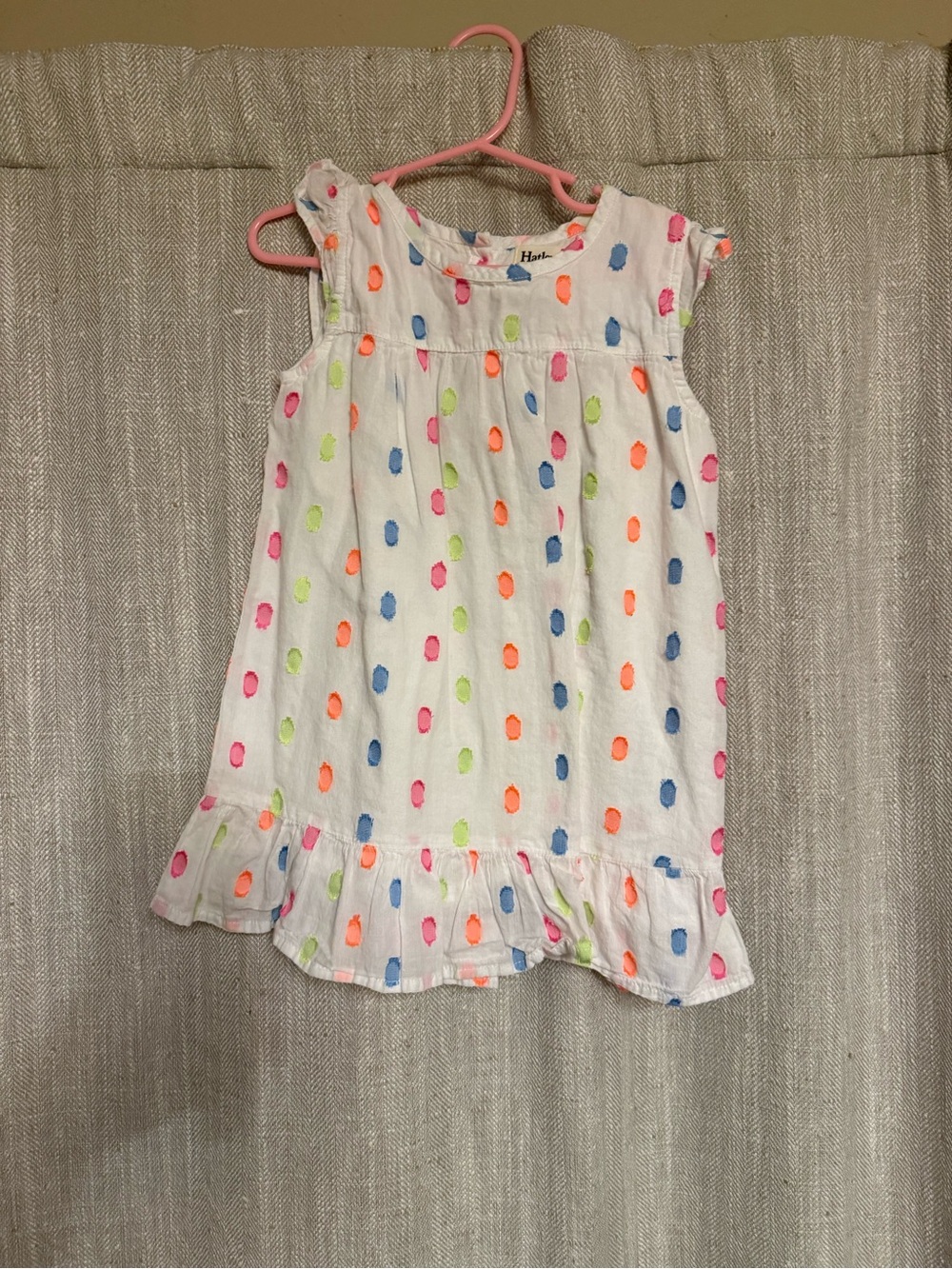 Hatley White Sleeveless Dress with Neon Polka Dots